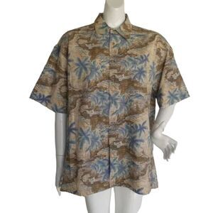 Vintage PIERRE CARDIN Camp shirt, XL, Map all over, Button Front, short sleeves
